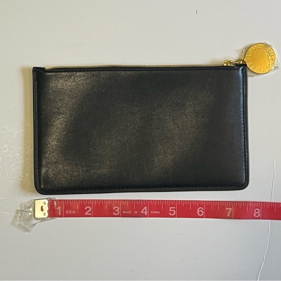 Stella McCartney NWOT Black Logo Zip Pouch Wristlet Gold Medallion Clutch